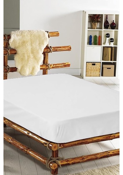 Lastikli ÇARŞAF%100 Pamuk Oeko-Tex® Sertifikalı (Nevresim Kumaşından Üretilmiştir) 57 Tel Beyaz 180X200