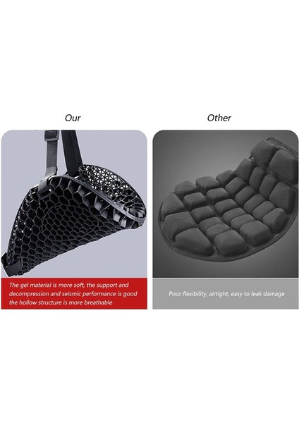 2x Silikon Motosiklet Koltuk Kapağı Hava Koltuğu Yastık Nefes Alabası Basınç Kabul Koruyucu (Yurt Dışından) fiyatları