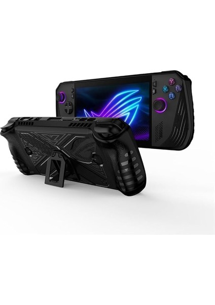 Asus Rog Ally x 2024 Için Tpu Kılıf Koruyucu Kılıf, Rog Ally Z1 Extreme Oyun Konsolu Shockprof Standlı Kılıf (Siyah)