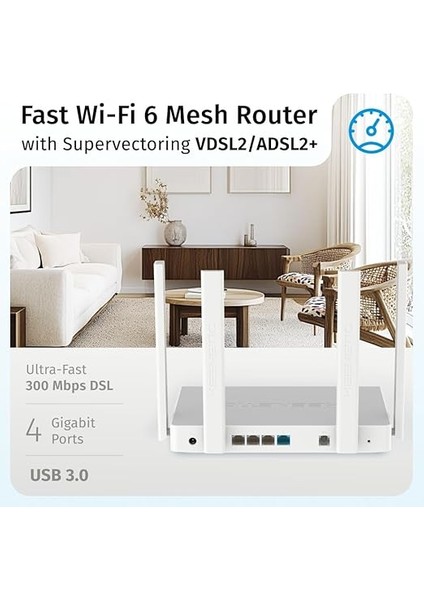 Hopper Dsl AX1800 Wi-Fi Mesh Vdsl2/adsl2+ Ebeveyn Kontrol Modem Fiber Vpn Router 4X1GBIT/S Usb3.0 KN-3610 modelleri