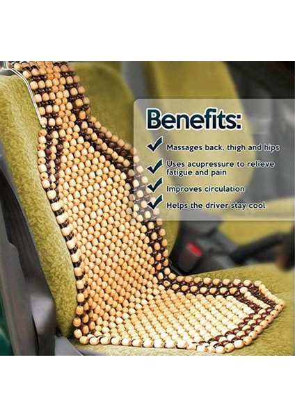 2x Araba Yaz Yastık Koltuk Kapağı Serin Ahşap Ahşap Boncuk Koltuk Kapağı Masaj Yastık Sandalye Kapağı Kapak Araba Ofis Evi Evrensel (Yurt Dışından) fiyatları