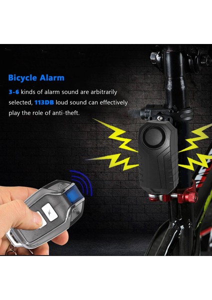 113DB Süper Kablosuz Motosiklet Bisiklet Alarm Güvenliği Uzaktan Kumanda Su Geçirmez Siyah Hırsızlık Karşıtı Alarm (Yurt Dışından) fiyatları