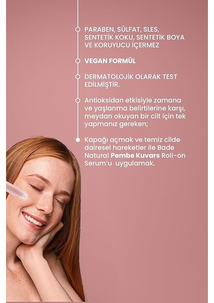 Natural Pembe Kuvars Roll On Antioksidan Yüz Masaj Serumu 10 ml fırsatları