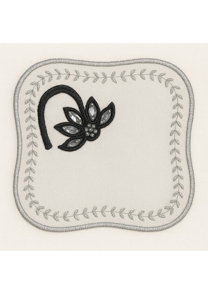 El Emeği Rheia Nakışlı Sunum Matı – Gri-Siyah Floral Motif, Özel Tasarım Kahve Altlığı fiyatları