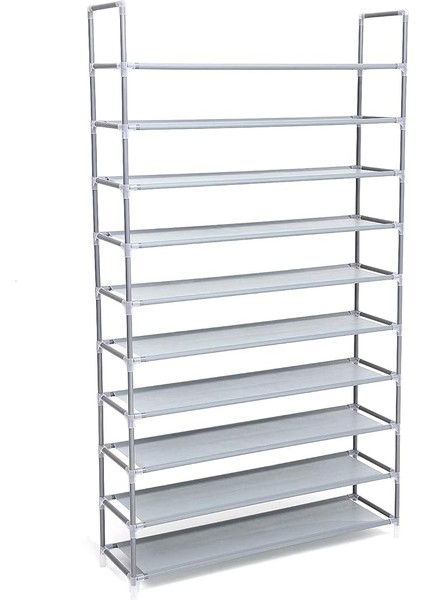 10 Katlı Ayakkabı Rafı, 100X29X175 Cm, Gri, LSR10G