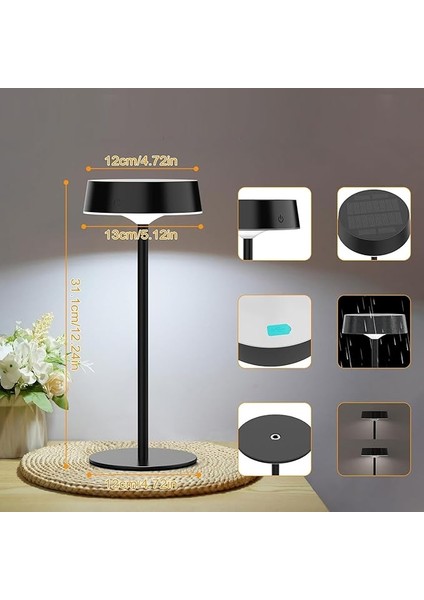 Geldi Solar Şarjlı Masa Lambası Dimmerli Dekoratif Abajur Cata Dubai Dokunmatik Cafe Lambası Üç Işık Modu fırsatları