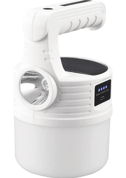 300W 10 Modlu Güneş Enerjili Solar Aydınlatma Kamp Çadır Lambası Ampül LED Şarjlı Işıldak El Feneri