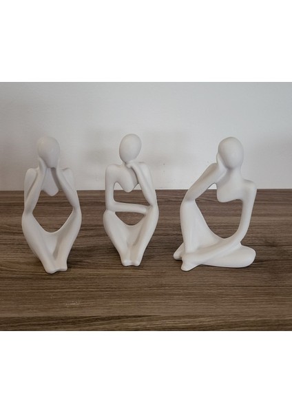 Nordic Tarzı 3'lü Heykel Seti , Soyut Düşünen Adam Heykel Biblo Aksesuar Seti fiyatları