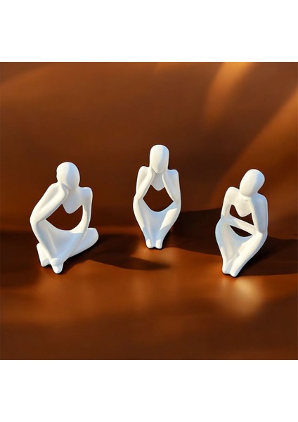 Nordic Tarzı 3'lü Heykel Seti , Soyut Düşünen Adam Heykel Biblo Aksesuar Seti modelleri