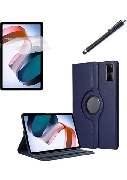 Redmi Pad Se 11INÇ ile Uyumlu Kılıf Dönen Tablet Kilifi Ekran Koruyucu+Kalem Lacivert