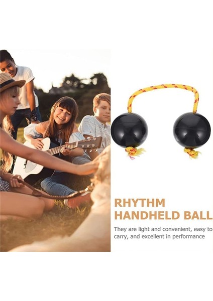 Ritmik Top, Yumurta Çalkalayıcı Çift Kabak Perküsyonu, Kashaka Enstrümanı, Müzikal Top Davul Topu, Çalkalayıcı Çıngırak, Siyah (Yurt Dışından)