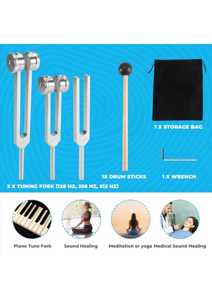 (128Hz, 256Hz, 512Hz) Çatal Seti, Çakra/şifa/ses Terapisi/dna Onarımı Için Refleks Çekiçle Ayarlama Çatalları (Yurt Dışından) indirimleri