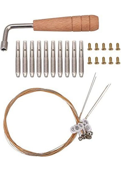 10PCS Ayar Pimi Çivi ve 10 Adet Perçin, L-Şekil Ayarlama Anahtarı Ile, 10 String Laiyaqin Dize Lir Harp String Enstrümanı (Yurt Dışından)