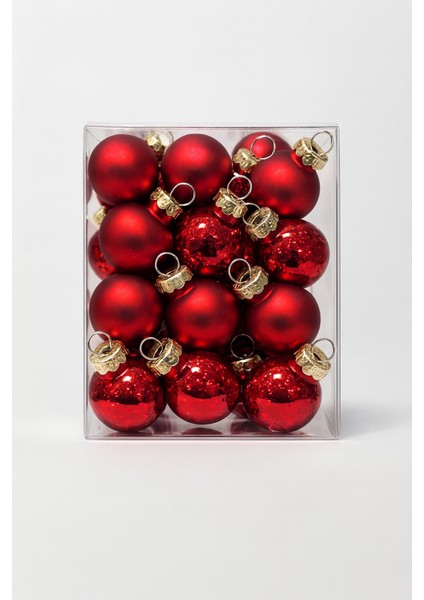 24 Adet Lüx Yılbaşı Ağacı Süsü Set Ağacı Süslemeleri Topları Topu Parti Asılı Top Yılbaşı Süsleri 3 cm (Kırmızı)