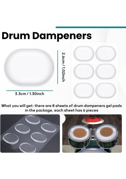 48 Pcs Davul Sönümleyicileri Jel Pedler Silikon Davul Susturucular Yumuşak Davul Sönümleyici Davul Sessiz Pedleri Nemlendiren Jel Pedi (Şeffaf) (Yurt Dışından) fırsatları