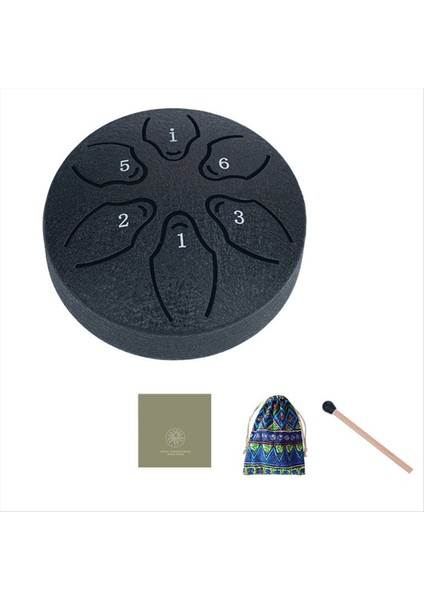 3 Inç 6 Ton Açık Çelik Dil Davul Yağmur Davul Enstrümanı Mini El Davul Eterik Baget Siyah (Yurt Dışından)