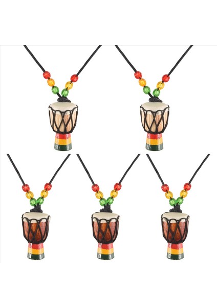 5 Adet Alet Kolyeler Djembe Davul Mini Kolye Afrika Davul Ahşap Kolye Davulları ve Perküsyon (Yurt Dışından)