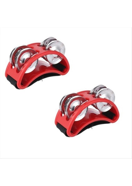 2 Adet Ayak Tef Perküsyonu, Müzik Aleti Çelik Jingle Çanları ile Perküsyon Pedalı - Kırmızı (Yurt Dışından)