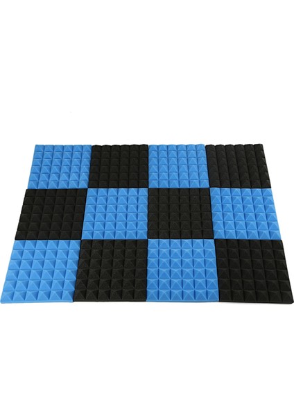 Kömür Akustik Köpük Fayans Ses Yalıtımı Köpük Panelleri Stüdyo Ses Dolgu 2 x 10 x 10 Inç (Siyah+Mavi) (Yurt Dışından)