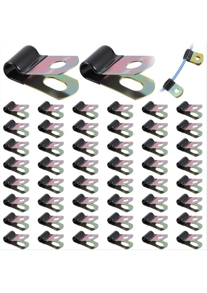 50 Adet Kablo Kelepçeleri, Kablo Tüpü Çizgileri Için Kauçuk Kaplı Yastıklı Yalıtılmış 1/4 Kablo Kelepçeleri Kablo Kablosu (Yurt Dışından)