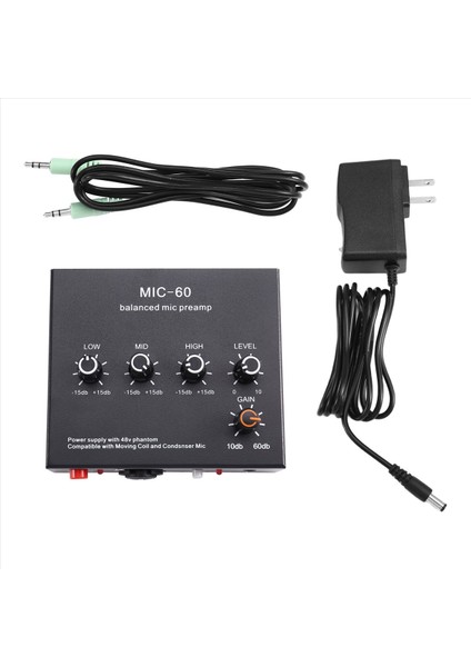 Mikrofon Preamp 3-Bantlı Ekolayzer Dengeli Xlr Arayüzü 60DB Kazanç Mikrofonu Dinamik ve Kondansatör Mikrofonu Için Pre Amp Abd Fişi B (Yurt Dışından)