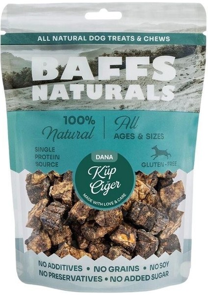 ‎Baffs Naturals Baffs Naturals Kurutulmuş Dana Küp Ciğer Köpek Ödülü 100 gr