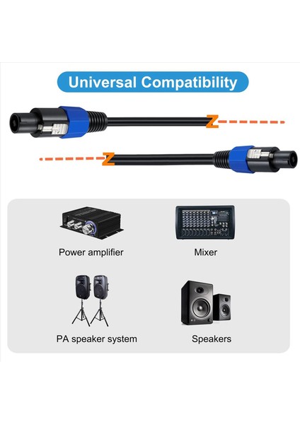 2x Speakon Kablosu 6ft Profesyonel 18GUAGE Erkek - Erkek Ses Kablosu Büküm Kilitli Dj Hoparlör ve Amplifikatör Için (Yurt Dışından) fiyatları