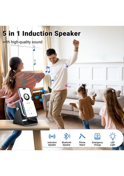 Telefon Standlı Indüksiyon Hoparlör 5 In 1 Kablosuz Indüksiyon Bluetooth Ses Erkekler Kadınlar Için Doğum Günü Leri (Yurt Dışından) fırsatları
