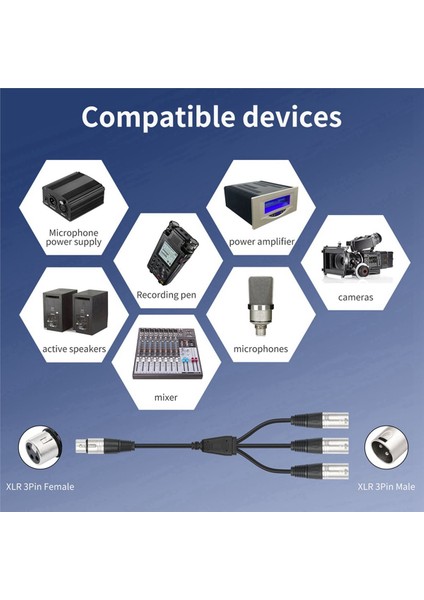 2x 3pin Xlr Dişi 3 Erkek Y Splitter Kablo 3 Yollu Xlr Splitter Kablo Mikser Mikrofon Için (Yurt Dışından) modelleri