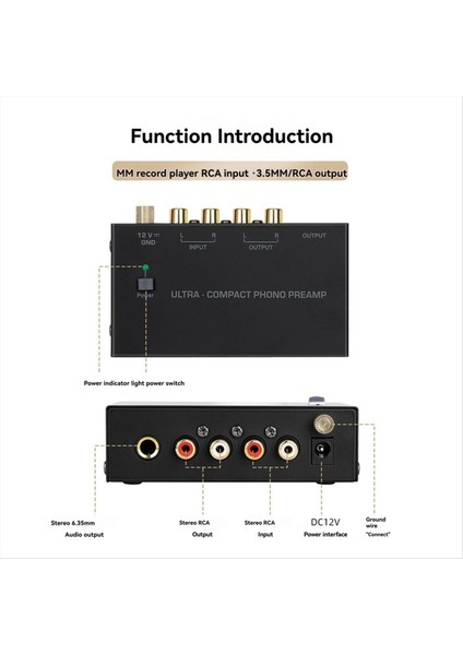 Vinil Pikaplar Için Ultra Kompakt Fono Preamp, mm Kartuşlar Için Lownoise Operasyonu ile Gelişmiş Ses Dönüşümü (Au) (Yurt Dışından) indirimleri