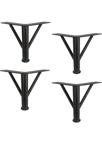 4 Adet Firkete Ayak Metal 15 cm Mat Siyah Mobilya Koltuk Ayağı