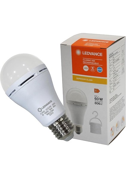 Şarjlı LED Lamba Beyaz Işık 8W E27