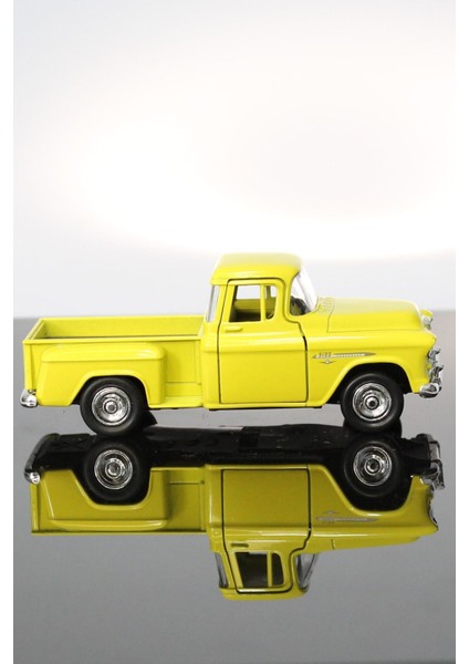 1955 Chevrolet Stepside Sarı Kamyonet Çek Bırak Metal Model Oyuncak Araba 12 cm modelleri