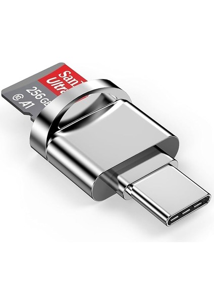 16 Micro Sd Kart Okuyucu Adaptörü,usb Tip C - Micro Sd/tf Kart Okuyucu Görüntüleyici Mikro Sd Kart Adaptörü iPhone 15/15 Plus/15 Pro/15 Pro Max ile Uyumlu, Ipad,samsung (Gri)