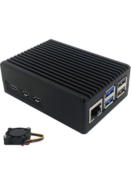 Pi 5 Için Dört Hatlı Fanlı Metal Alüminyum Kasa