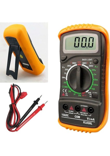 LCD Dijital Multimetre Voltmetre Ac Dc Voltage Otomatik Ranging Multi Metre Test Cihazı Circuit Checker Buzzer (Sarı)