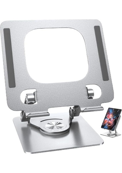 Tablet Standı 360° Dönen Metal Masaüstü Açılı Katlanabilir Tablet Tutucu Stant