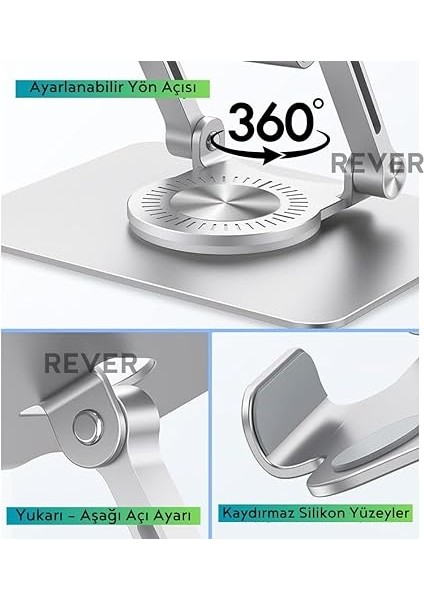 Tablet Standı 360° Dönen Metal Masaüstü Açılı Katlanabilir Tablet Tutucu Stant modelleri