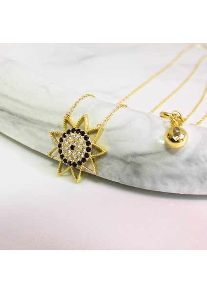 14 Ayar Altın Siyah Oniks Güneş Kolye fırsatları