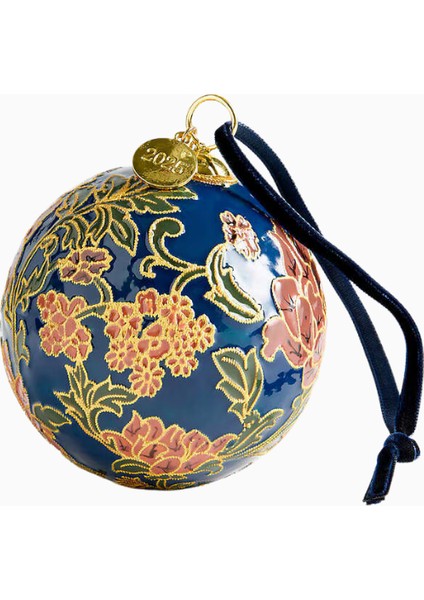 Blue Floral Cloisonn Christmas Tree Ornament El Boyama Metal Süs