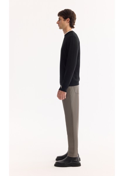 Erkek Siyah Bisiklet Yaka Yün Karışımlı Triko Regular Fit Kazak B005013