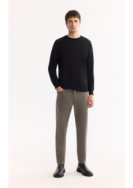 Erkek Siyah Bisiklet Yaka Yün Karışımlı Triko Regular Fit Kazak B005013