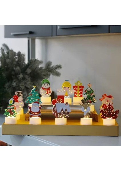 3 Adet Demir Mum Dekorasyonu - Yılbaşı Temalı Pilli Mum modelleri