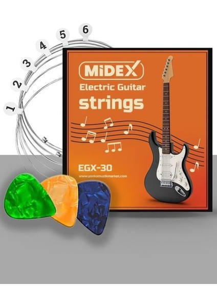 Egx-30 Elektro Gitar Teli Takımı ve Pena Seti
