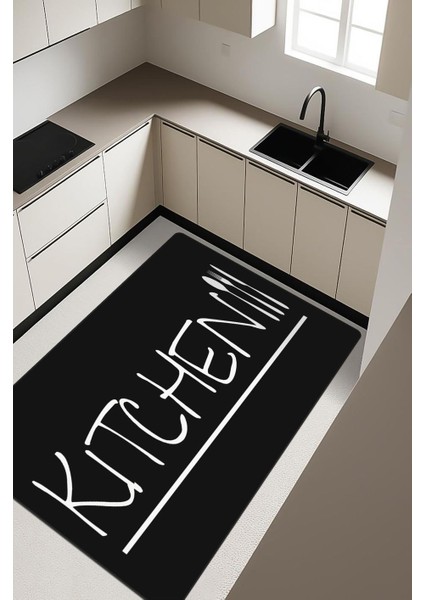 Parlak Kadife Kumaş Dijital Baskı Dot Kaymaz Tabanlı Mutfak Halısı H0039