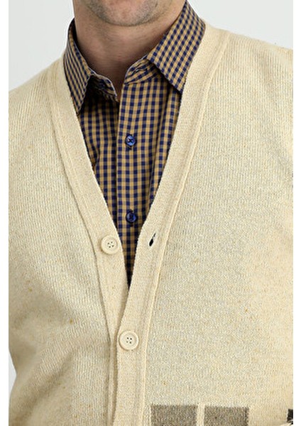 Triko Hırka Yünlü Örme Kumaşla Şık Desenli Tasarım Erkekler İçin