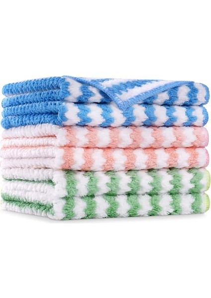 Mikrofiber Temizleme Bezleri, 6 Adet Süper Emici Mikrofiber Temizleme Bezi, Yeniden Kullanılabilir Mikrofiber Bulaşık Bezleri, Ev, Mutfak Için Çok Amaçlı Temizlik Havluları, Boyut 25 x 25 cm