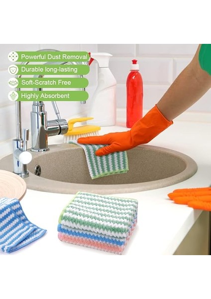 Mikrofiber Temizleme Bezleri, 6 Adet Süper Emici Mikrofiber Temizleme Bezi, Yeniden Kullanılabilir Mikrofiber Bulaşık Bezleri, Ev, Mutfak Için Çok Amaçlı Temizlik Havluları, Boyut 25 x 25 cm indirimleri