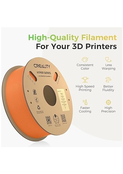Resmi 3D Yazıcı Filamenti, Hyper Pla Filament, Creality Yüksek Hızlı Baskı Için, Uzun Ömürlü ve Dayanıklı, Düz, Taşma Performansı, Ölçü Hassasiyeti +/- 0,03 Mm, 1 Kg/makara, fırsatları