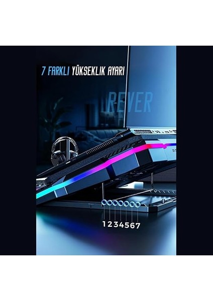 Gaming Laptop Notebook Soğutucu Stand Telefon Tutucu Stant 2200RPM Rgb Işıklı LED Display indirimleri